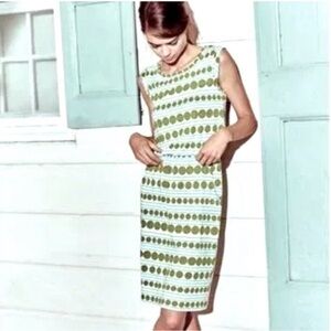 Boden Green and White Patterned Midi Dress